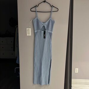 Elegant Blue Striped Dress